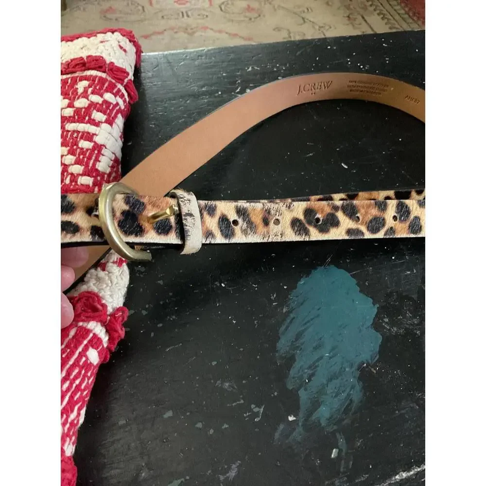 J.Crew Leopard Print Belt with Gold Buckle M/L (Flaw) - Picture 2 of 7